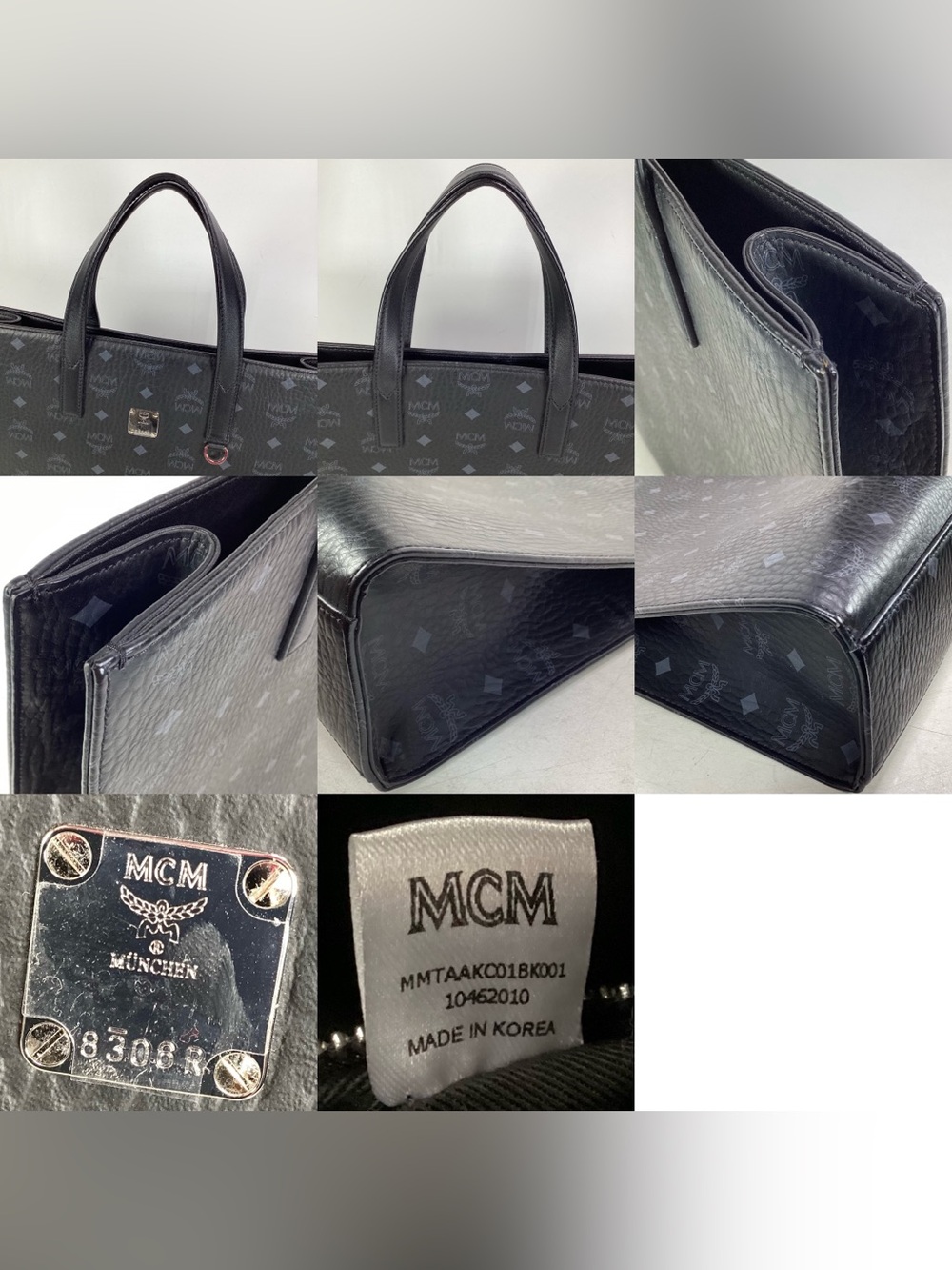 MCM Black Visetos Coated Canvas Tote Bag with Shoulder Strap Authenticated - Picture 11 of 11
